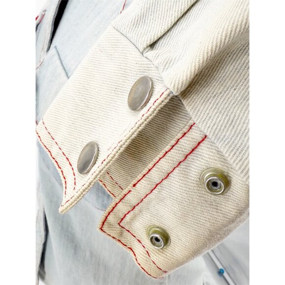 Chambray Denim Western Embroidered Vintage Shirt S - Picture 5 of 9